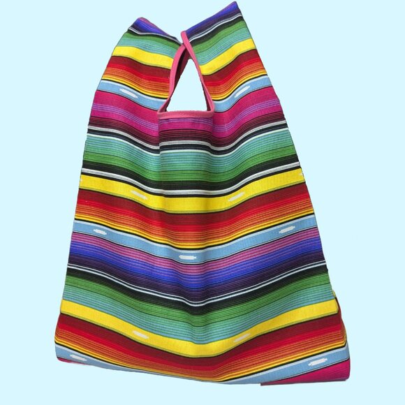 Reusable Fabric Bag T-shirt Style Colorful Print - Picture 2 of 6